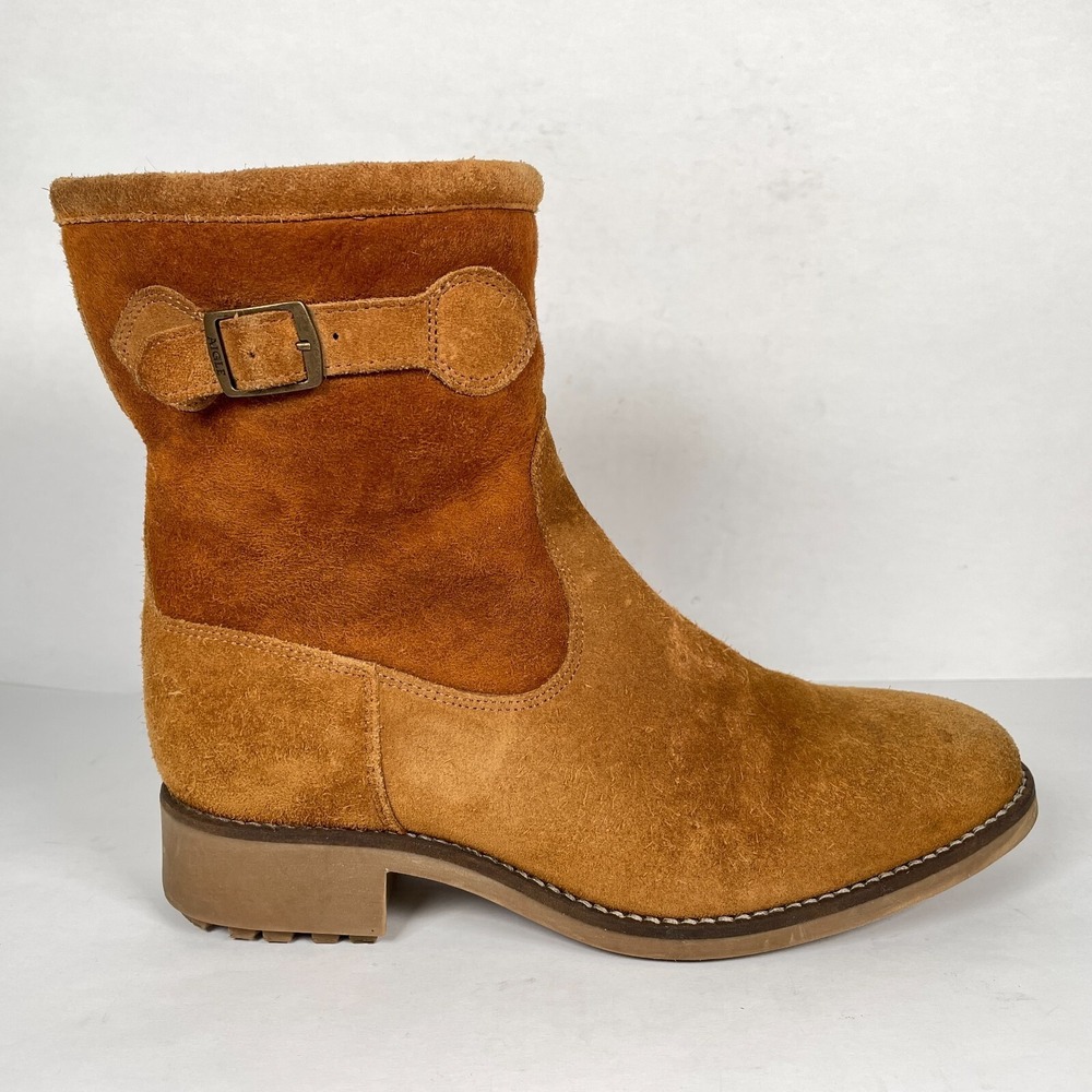 Aigle Mid-Calf Boots Womens Size 38 US 8 Chestnut Brown Suede Pull On Shoes